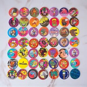 Vintage 90s POG Bundle – 51 Caps + 1 Holographic Slammer Animaniacs, Retro Toys